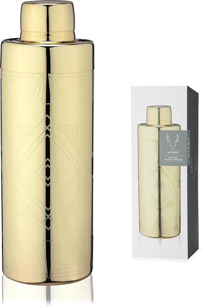 Cocktailshaker Goud RVS 700ml met Zeef - Art Deco Stijl Drankmixer