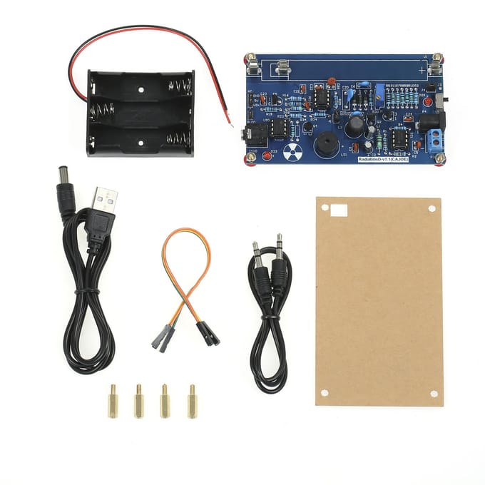 Geassembleerd stralingsdetectorsysteem, doe-het-zelf Miller-buisbuis Nucleaire stralingsdetector Geigerteller Kit Module Experimentele module blauw
