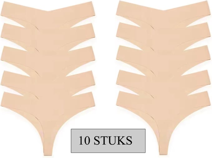 Emilie collection - string - beige - multipack 10 stuks - naadloos - S
