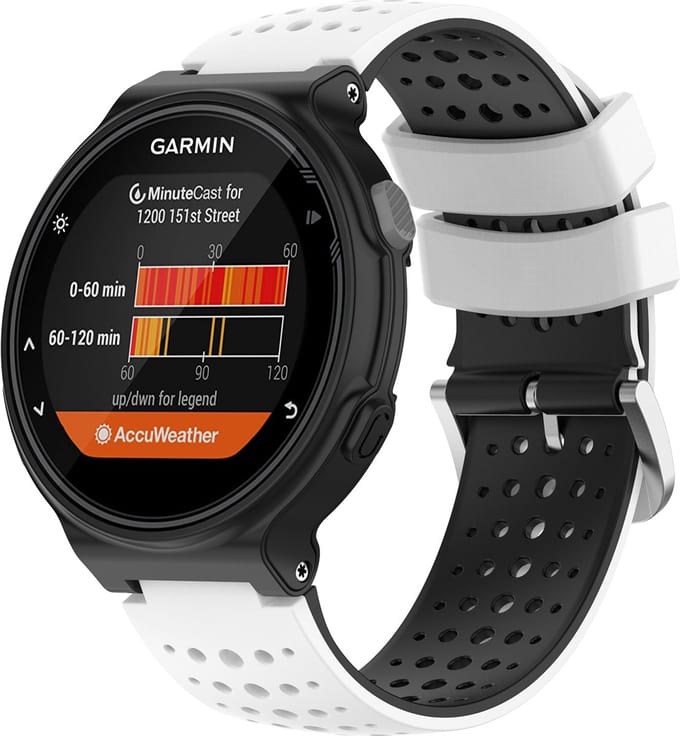 By Qubix - Siliconen Dot Pattern bandje - Wit + zwart - Geschikt voor Garmin Forerunner 220 / 230 / 235 / 620 / 630 / 735 (XT)