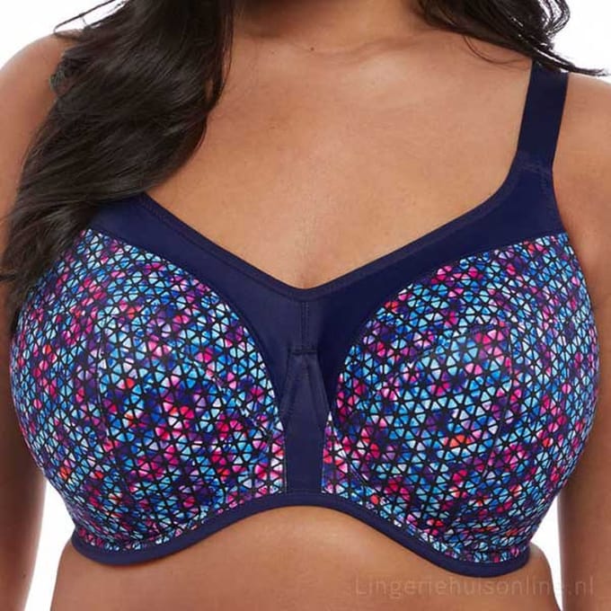 Elomi Energise Grote maten sport bh – Navy Geo - 80F (EU)