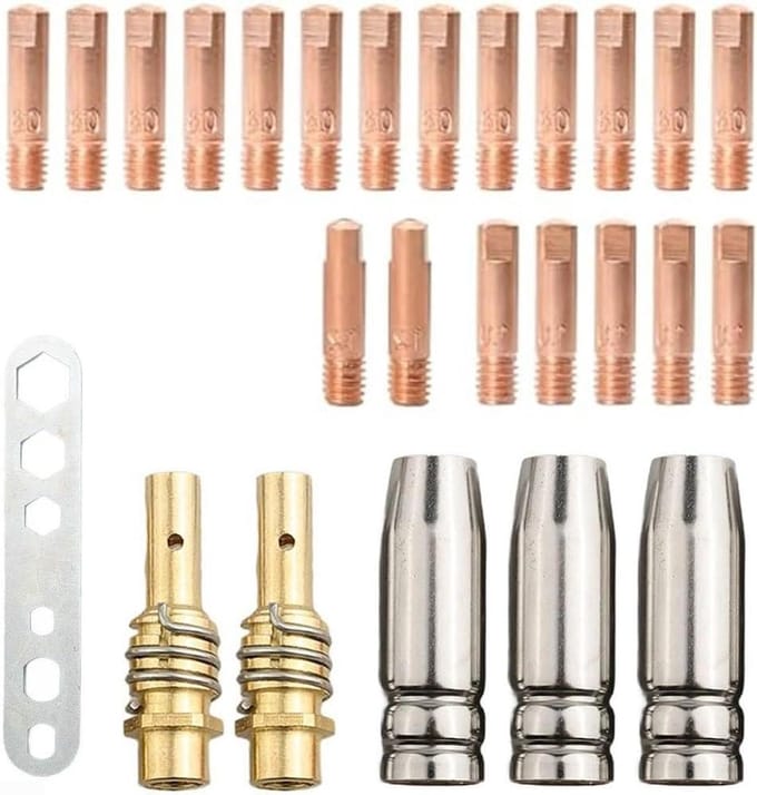 Lasslijtageonderdelen Set - Lasaccessoires - Metaal Bewerken - Koperen Constructie - 26 Stuks - Diverse Kleuren