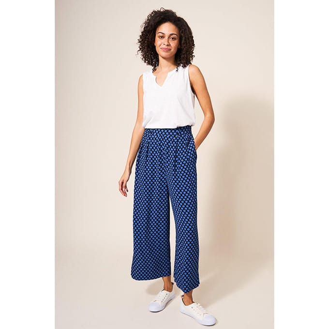 White Stuff Nova Crinkle Culottes Blue Multi Taglia: 6 REGULAR | Pantaloni Outlet | Donna | Blu