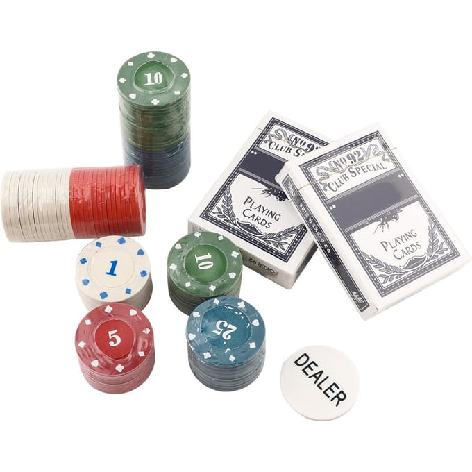 100 STUKS Poker Chips Kaarten met Draagbare Koffer voor Texas Holdem Black Jack gray