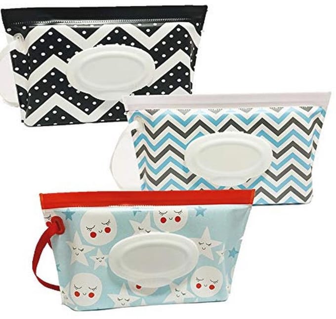 Draagbare Nat Veeg Pouch Container - Herbruikbare Baby Luier Veeg Houder voor Reizen - 3-Pack