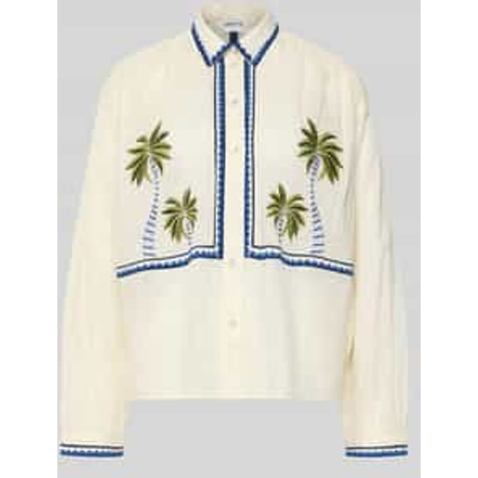 Regular fit overhemdblouse met florale stitching