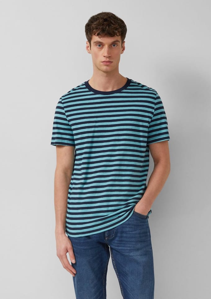 s.Oliver - male - Gestreept T-shirt met vlamgarenstructuur