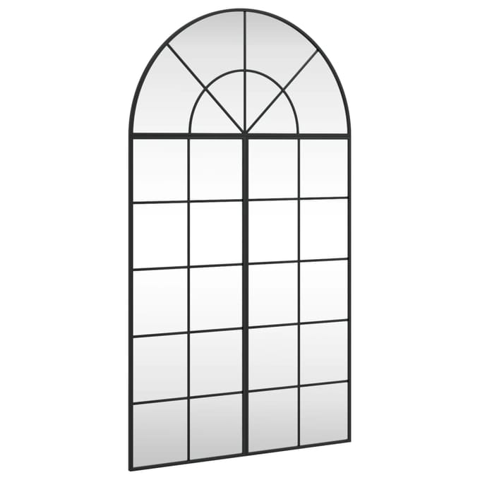 Vidaxl Wandspiegel, Zwart, 80X140 Cm, Afgerond Met Boog, IJzer