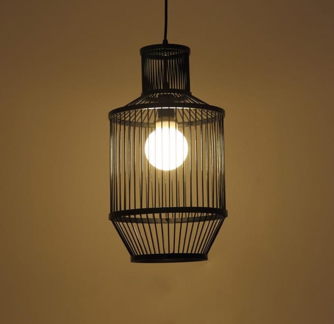 Fine Asianliving Bamboe Hanglamp Zwart D25xH47cm Miko