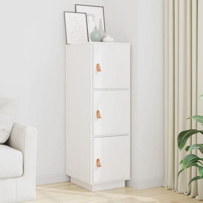 vidaXL - Hoge - kast - 34x40x108,5 - cm - massief - grenenhout - wit