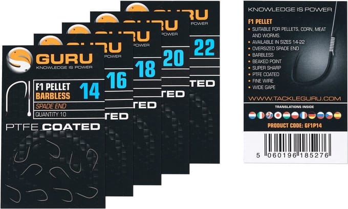 Guru F1 Pellet Barbless Spade End (10pcs) - Maat : 22