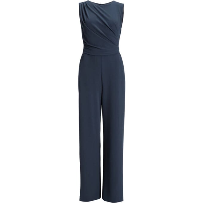 Jumpsuit met ronde hals en plooien
