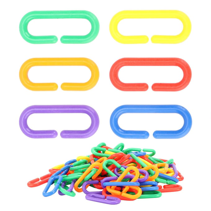 Plastic Ketting Vogel Speelgoed Plastic CClips Haken Kettelschakels Papegaai Educatief Vogel Kauwspeelgoed multi