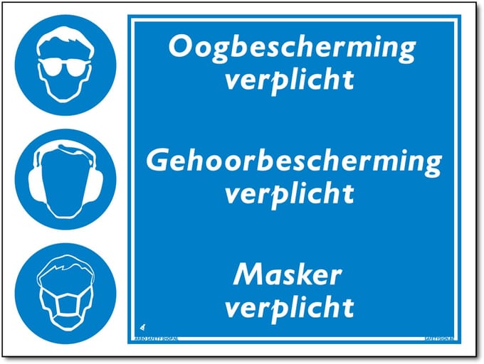 Oogbescherming verplicht bord (DGE37) - Forex - 30 x 40 cm