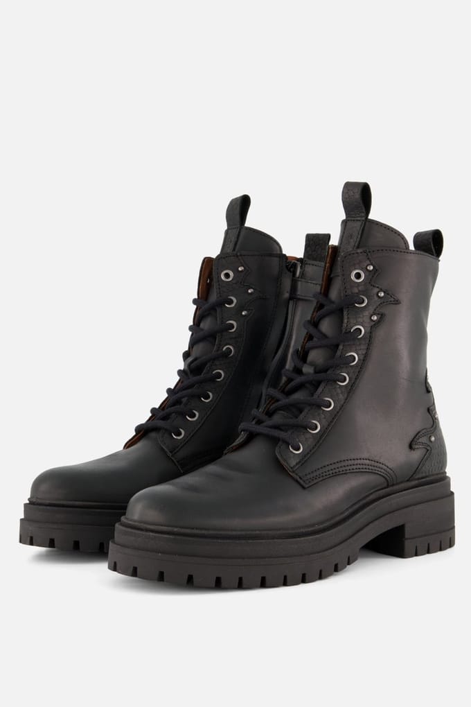 Giga Veterboots zwart Leer - Maat 34 - Kinderschoenen