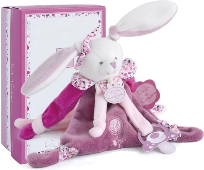 Doudou Trooster met Fopspeenketting in Roze Tint