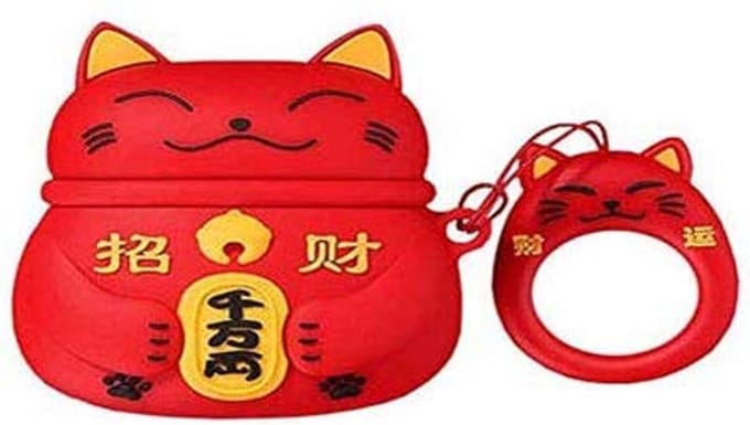 Cartoon Silicone Case voor Apple Airpods Pro - lucky cat - rood