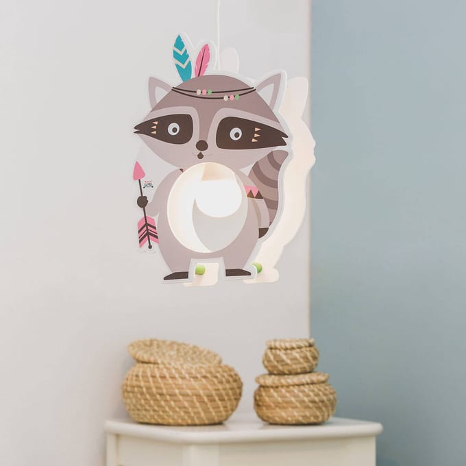 Elobra Hanglamp Little Indians, wasbeer Oskar, grijs