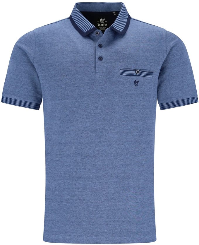 Hajo -Heren Poloshirt - Blauw Piqué - Regular Fit - Maat L