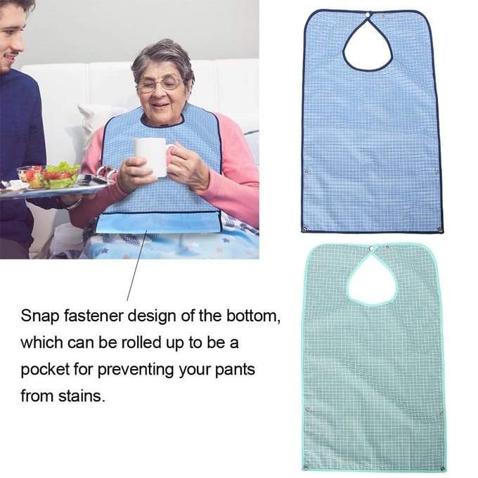 Volwassen Waterdichte Eetkleding Dubbele Laag Ouderen Eetkleding Beschermer white