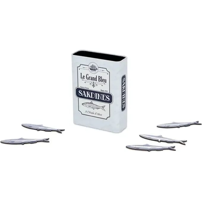 Balvi Penhouder Sardines Magnetisch 9,5 X 3 Cm Tin 6-delig