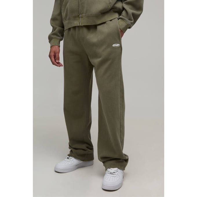 Rechte Pijp Heren Sport Gewassen Joggers | Washed Khaki | Size Medium