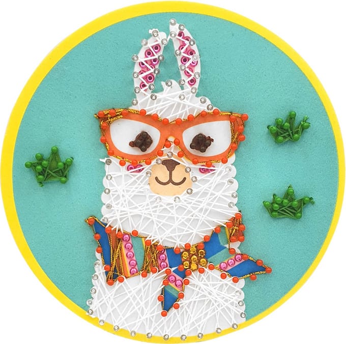 Knutselset Kind 3+ - String-Art Lama Relax - Gouddraad & Strass - Hobby - 21cm