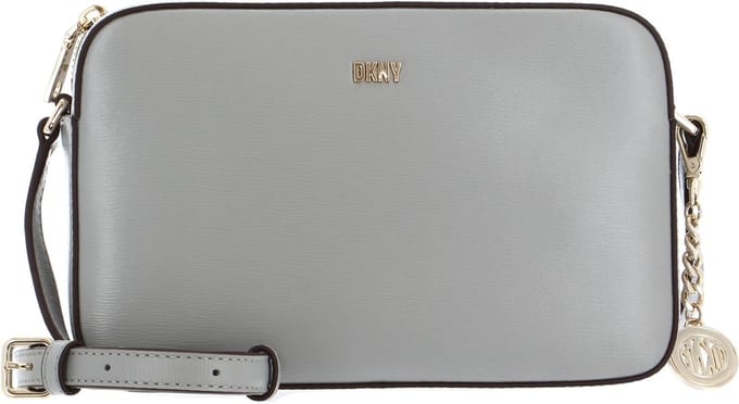 DKNY Leren Schoudertas Avondtas Bryant Sutton Crossbody Bag Grey Melange Grijs