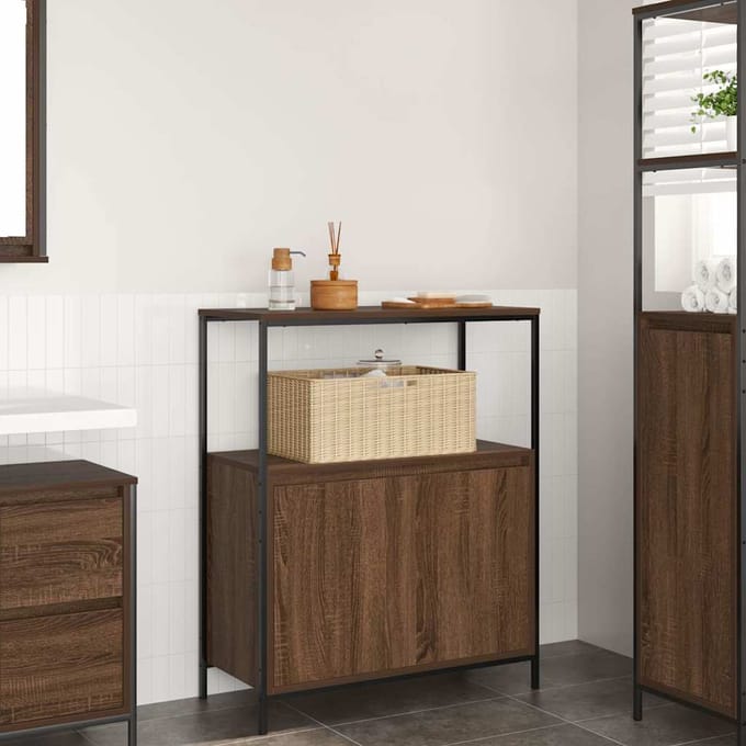vidaXL - Badkamermeubel - met - planken - 76,5x35x95 - cm - bruin - eiken