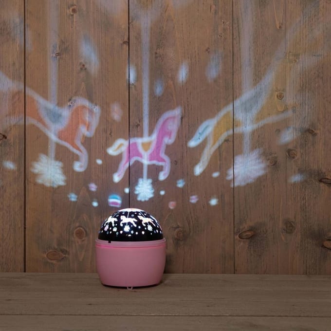 Anna's Collection LED projector carrousel lichtroze 13 x 11,5cm
