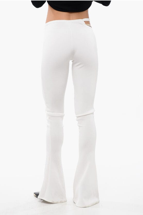 Uitlopende legging met uitsparing in beige