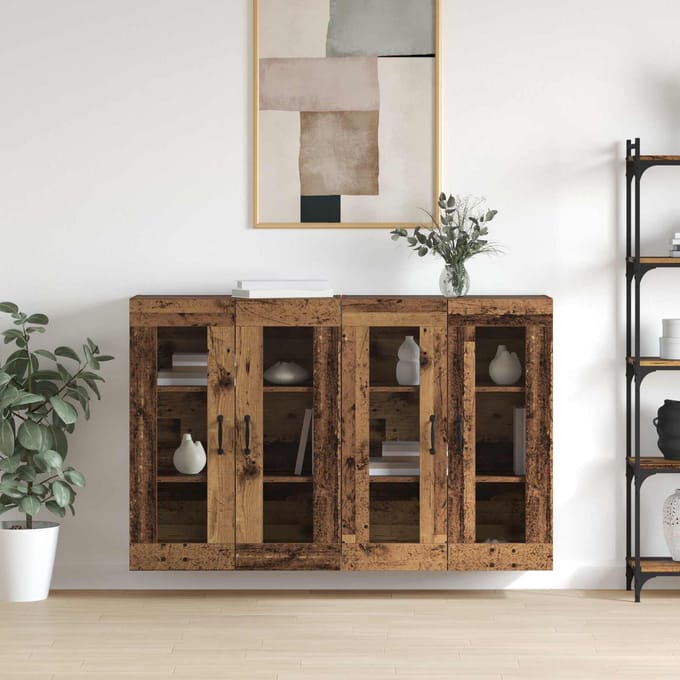 vidaXL - Wandgemonteerde - Kasten - 2 - st - Oud - hout - 69,5 - x - 34 - x - 90 - cm