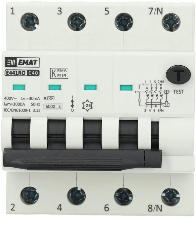 EMAT aardlekautomaat C40 30mA type A 4P (85006509)