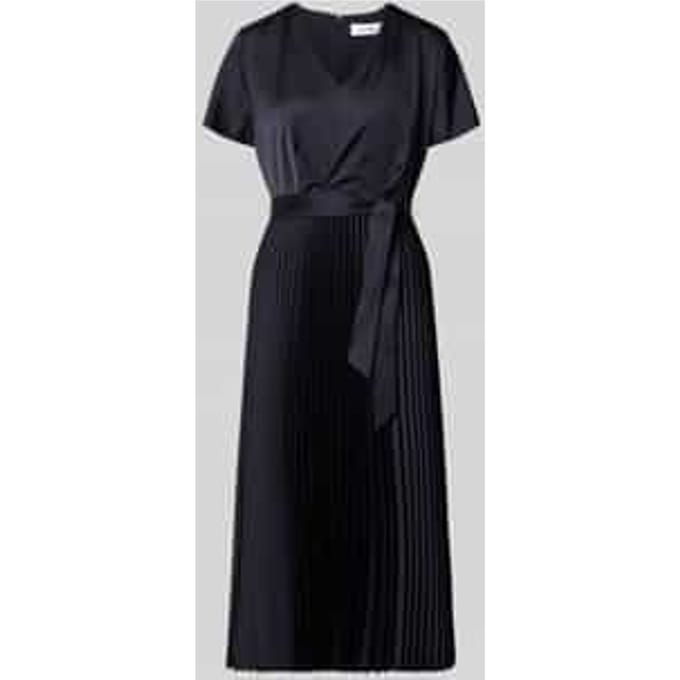 Satin jurk met volantmouwen V-hals vrouw COMMA