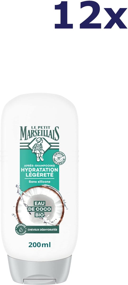 12x Le Petit Marseillais Conditioner - 250ml - eau de coco BIO