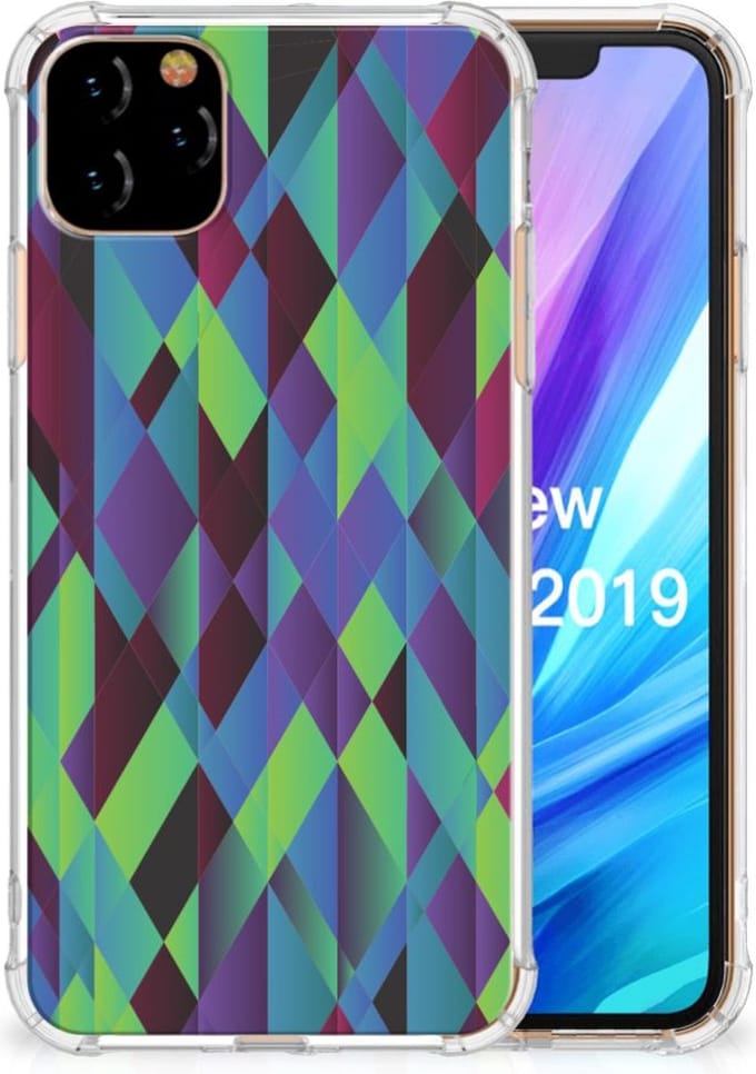 Apple iPhone 11 Pro Max Shockproof Case Abstract Green Blue