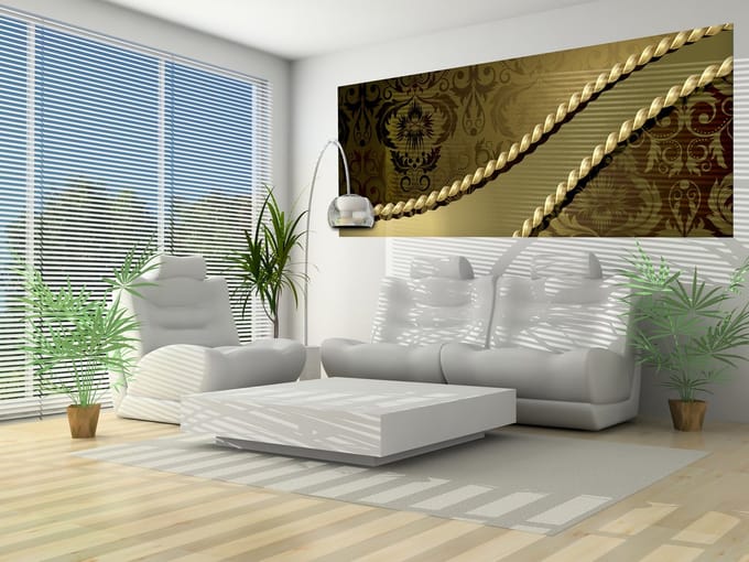 Golden Ornamental Pattern Photo Wallcovering