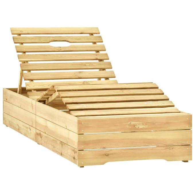 vidaXL - Ligbed - met - tafeltje - en - kussen - geïmpregneerd - grenenhout