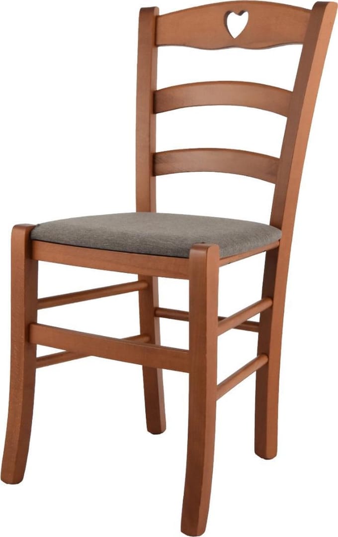 Tommychairs Cuore - Eetkamerstoel - 1 Stuk - Kersenhout - Stof