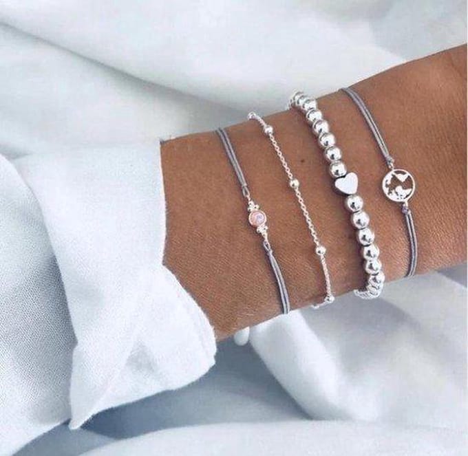 Jomide Set armbanden - 4 delig - Zilverkleurig