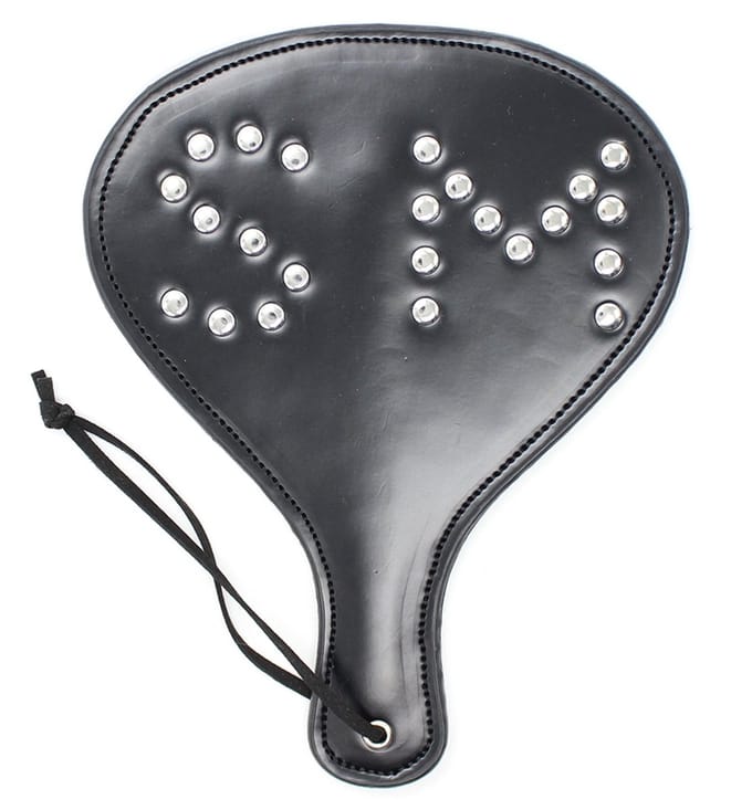 Smart Moves - Ronde Paddle met Siernieten - PU Leer - Zwart