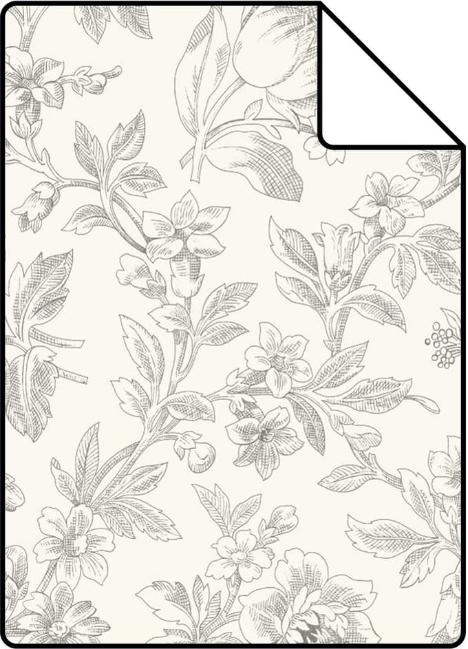 Proefstaal ESTAhome behang elegante bloemen grijs - 26.5 x 21 cm - 132100-S