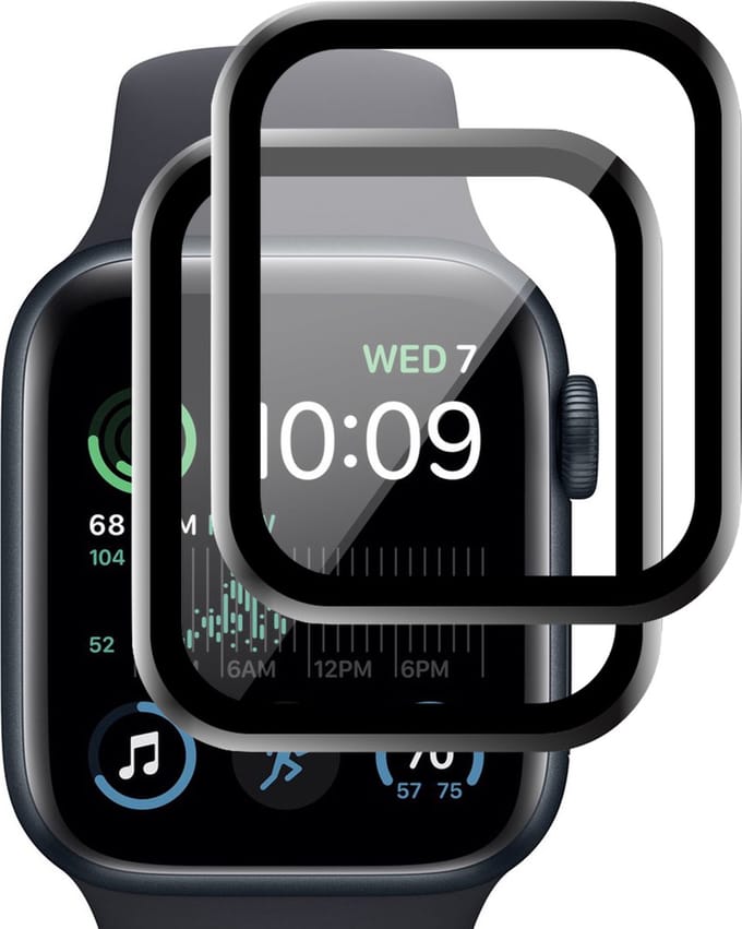 Screenprotector geschikt voor Apple Watch SE 2022 44 mm - PET Glasfolie Full Screen Protector - 2 Stuks