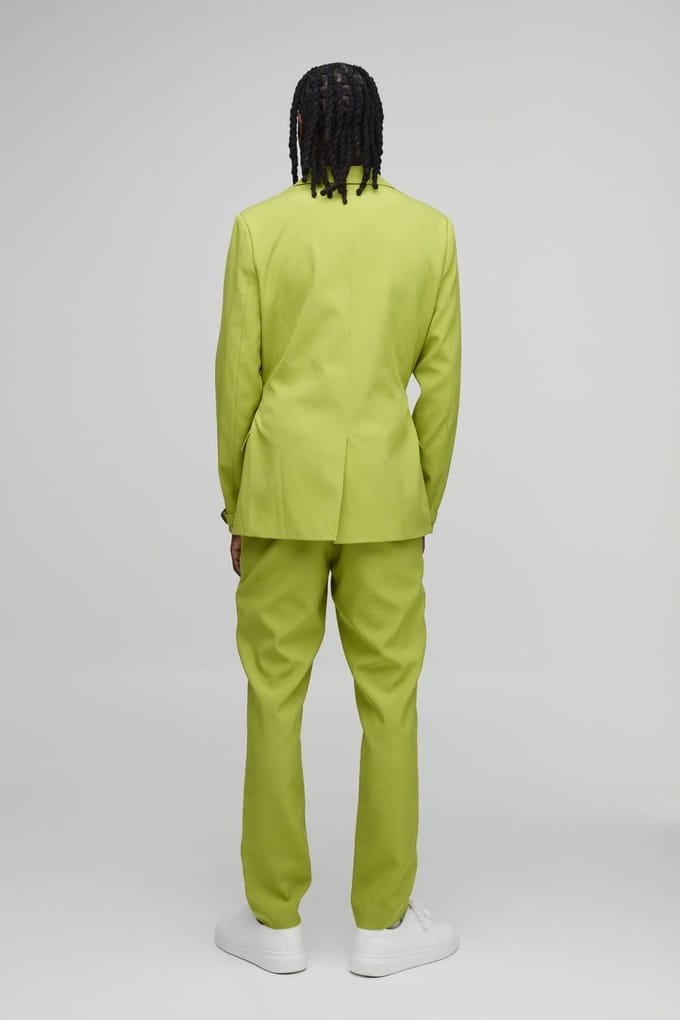 Skinny Fit Blazer Met Ritsdetails En Gespen | Lime | Size 40