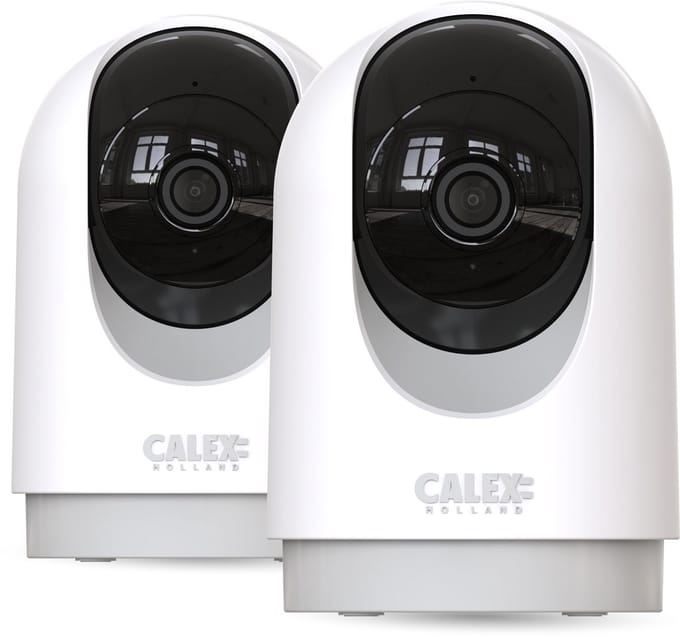 Calex Smart Security Beveiligingscamera - 2K - PTZ Binnencamera met Auto-Tracking - Nachtzicht - Bewegingsdetectie - Cloud & SD-opslag - App-bediening - 2-weg Audio - Duopack