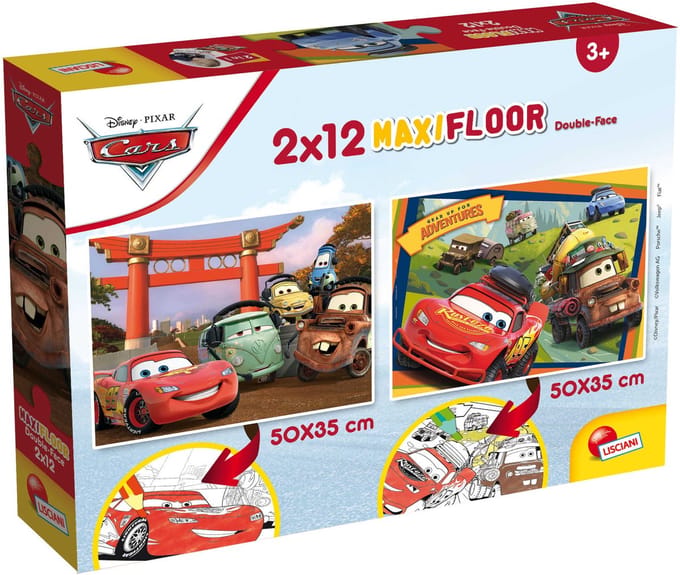Lisciani - Cars - Double face - Puzzel Maxifloor- 2 x 12 stukjes