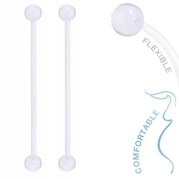 Fako Bijoux - Zwangerschapspiercing - Bioplast Classic - 58mm - Transparant - 2 Stuks