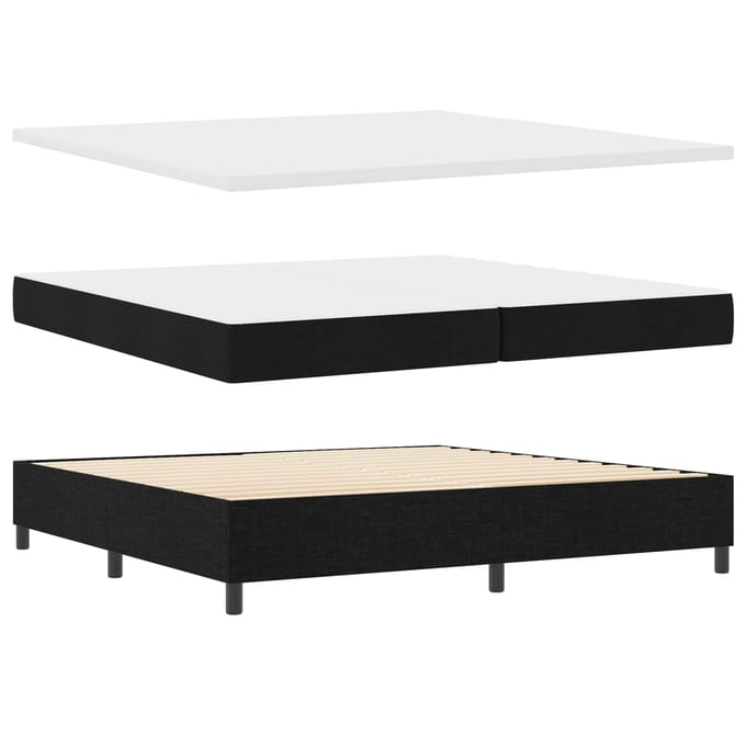 vidaXL - Boxspring - bed - met - matras - met - LED - Zwart - 200 - x - 200 - cm - Stof