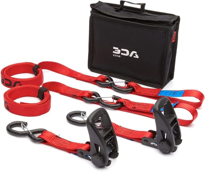 Spanband Set - Rateltouw Transport - Motor Vervoeren - Zachte Bevestiging - 200 cm - Rood