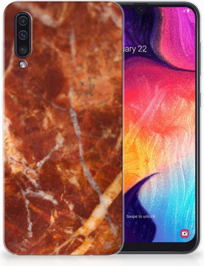 Samsung Galaxy A50 TPU Siliconen Hoesje Marmer Bruin